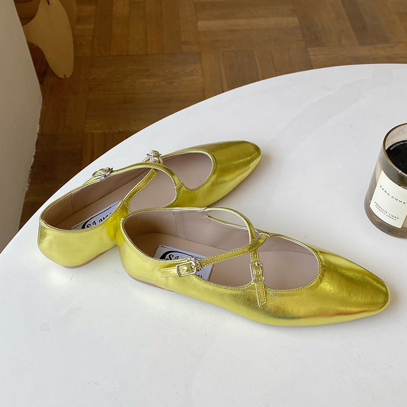 Cross Buckle Flats Women's Retro - Clear Vision™️Glasses