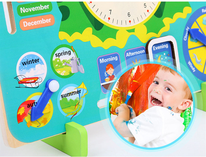 Montessori Wooden Toys Baby Weather Season Calendar Clock Time Cognition Preschool Educational Teaching Aids Toys For Children - Clear Vision™️Glasses
