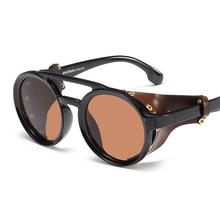 Round Sunglasses, Steampunk Glasses, Personalized Leather Sunglasses - Clear Vision™️Glasses