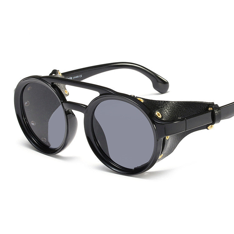 Round Sunglasses, Steampunk Glasses, Personalized Leather Sunglasses - Clear Vision™️Glasses