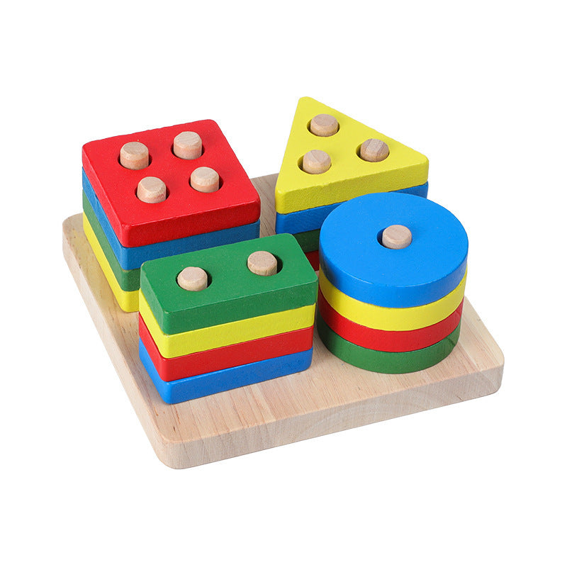 Wooden Toys Rattles Educational Toy Rainbow Blocks Montessori Baby Colorful Kids Music - Clear Vision™️Glasses