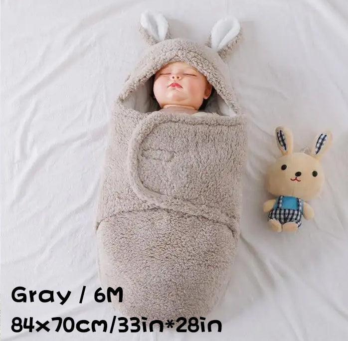 Super Soft Baby Sleeping Bag Fluffy Fleece Newborn Blanket Swaddle Blankets, Unisex Baby Wrap For Newborn Baby Boys Girls With Head-Protecting & Head-Supporting Function, Wearable Swaddle Sleep Sack - Clear Vision™️Glasses