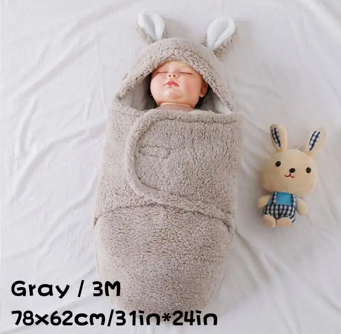 Super Soft Baby Sleeping Bag Fluffy Fleece Newborn Blanket Swaddle Blankets, Unisex Baby Wrap For Newborn Baby Boys Girls With Head-Protecting & Head-Supporting Function, Wearable Swaddle Sleep Sack - Clear Vision™️Glasses