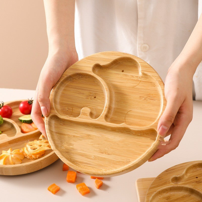 Children's Suction Cup Bamboo And Wood Dining Plate - Clear Vision™️Glasses