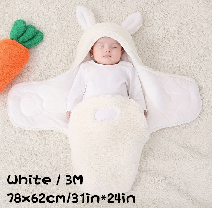 Super Soft Baby Sleeping Bag Fluffy Fleece Newborn Blanket Swaddle Blankets, Unisex Baby Wrap For Newborn Baby Boys Girls With Head-Protecting & Head-Supporting Function, Wearable Swaddle Sleep Sack - Clear Vision™️Glasses
