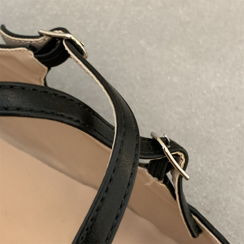 Cross Buckle Flats Women's Retro - Clear Vision™️Glasses