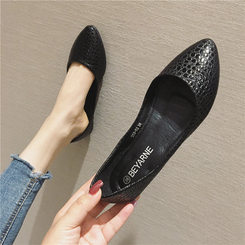 Patent Leather Feel Embossed Snake Print Flats - Clear Vision™️Glasses