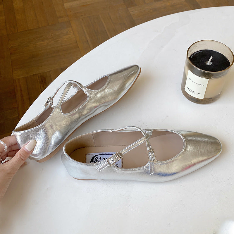 Cross Buckle Flats Women's Retro - Clear Vision™️Glasses