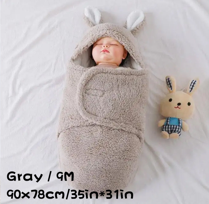 Super Soft Baby Sleeping Bag Fluffy Fleece Newborn Blanket Swaddle Blankets, Unisex Baby Wrap For Newborn Baby Boys Girls With Head-Protecting & Head-Supporting Function, Wearable Swaddle Sleep Sack - Clear Vision™️Glasses
