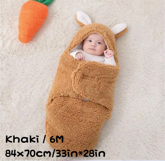 Super Soft Baby Sleeping Bag Fluffy Fleece Newborn Blanket Swaddle Blankets, Unisex Baby Wrap For Newborn Baby Boys Girls With Head-Protecting & Head-Supporting Function, Wearable Swaddle Sleep Sack - Clear Vision™️Glasses
