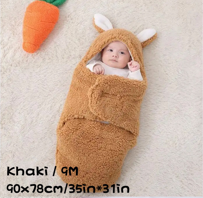 Super Soft Baby Sleeping Bag Fluffy Fleece Newborn Blanket Swaddle Blankets, Unisex Baby Wrap For Newborn Baby Boys Girls With Head-Protecting & Head-Supporting Function, Wearable Swaddle Sleep Sack - Clear Vision™️Glasses