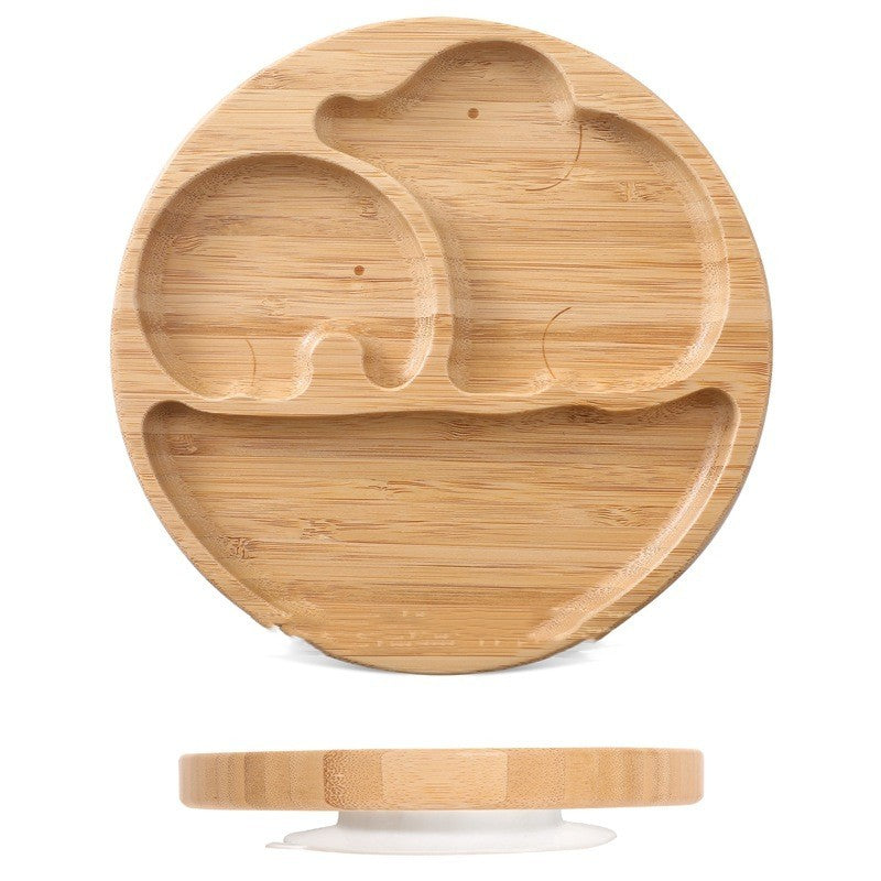Children's Suction Cup Bamboo And Wood Dining Plate - Clear Vision™️Glasses