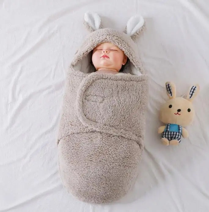 Super Soft Baby Sleeping Bag Fluffy Fleece Newborn Blanket Swaddle Blankets, Unisex Baby Wrap For Newborn Baby Boys Girls With Head-Protecting & Head-Supporting Function, Wearable Swaddle Sleep Sack - Clear Vision™️Glasses