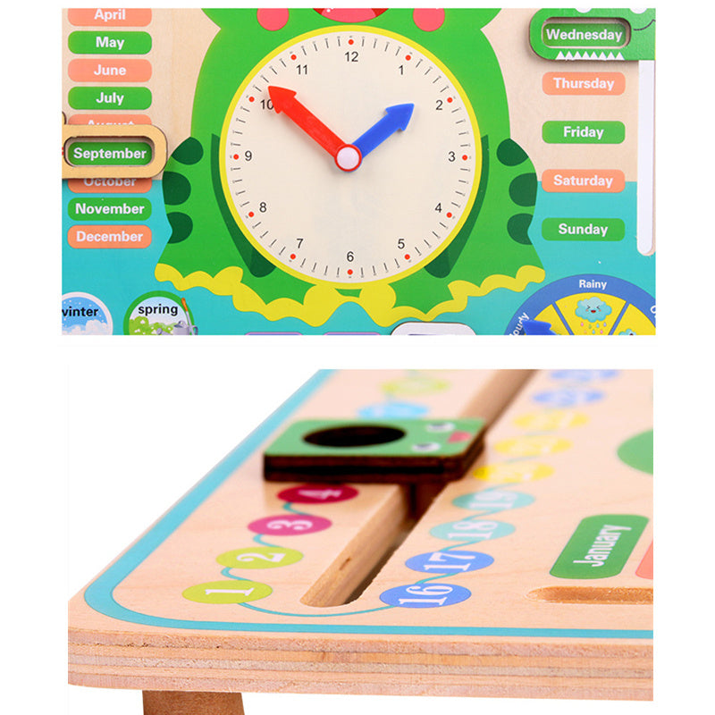 Montessori Wooden Toys Baby Weather Season Calendar Clock Time Cognition Preschool Educational Teaching Aids Toys For Children - Clear Vision™️Glasses