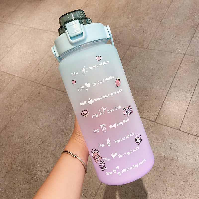 Stickers Water Bottle With Straw 2000ml Cute Portable Scale Bottle - Clear Vision™️Glasses