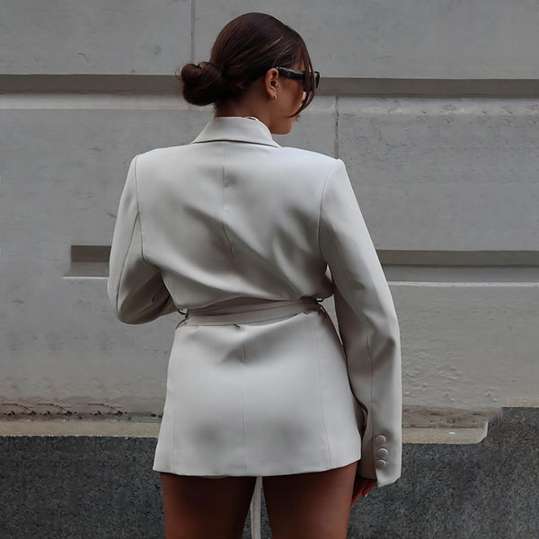 Sexy Long Sleeve Slim Fit Belt Stitching Blazers - Clear Vision™️Glasses