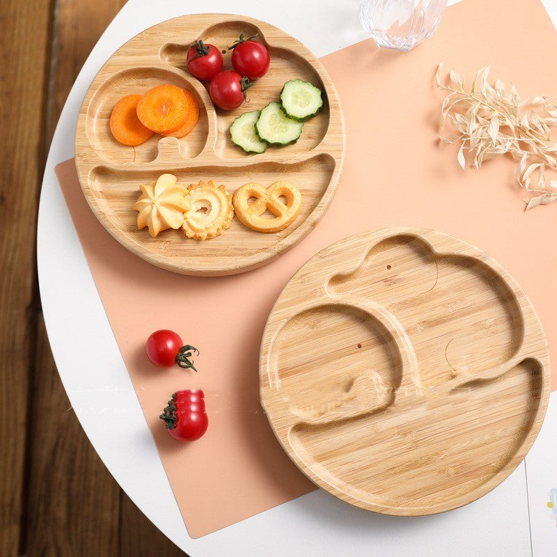 Children's Suction Cup Bamboo And Wood Dining Plate - Clear Vision™️Glasses