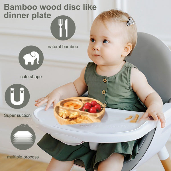 Children's Suction Cup Bamboo And Wood Dining Plate - Clear Vision™️Glasses