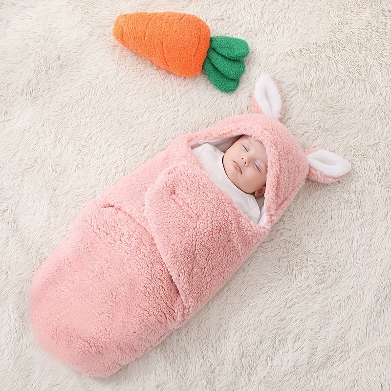 Super Soft Baby Sleeping Bag Fluffy Fleece Newborn Blanket Swaddle Blankets, Unisex Baby Wrap For Newborn Baby Boys Girls With Head-Protecting & Head-Supporting Function, Wearable Swaddle Sleep Sack - Clear Vision™️Glasses