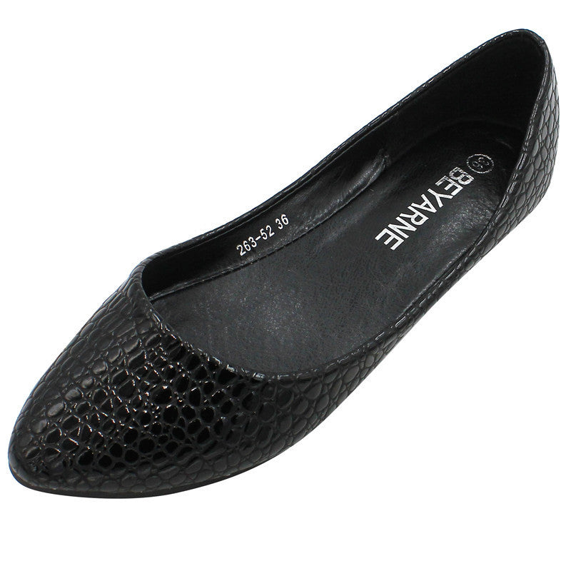 Patent Leather Feel Embossed Snake Print Flats - Clear Vision™️Glasses