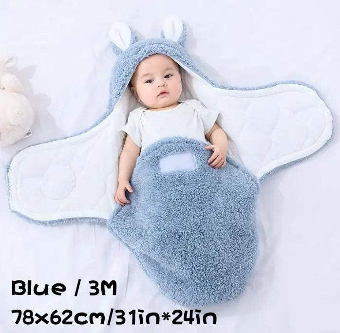 Super Soft Baby Sleeping Bag Fluffy Fleece Newborn Blanket Swaddle Blankets, Unisex Baby Wrap For Newborn Baby Boys Girls With Head-Protecting & Head-Supporting Function, Wearable Swaddle Sleep Sack - Clear Vision™️Glasses
