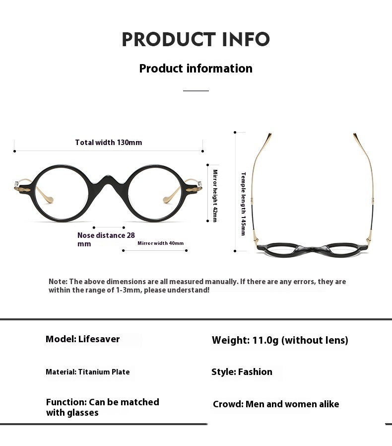 Sheet Metal Eyeglass Frame Fashion Retro Small Face With Myopic Glasses Option Pure Titanium Glasses Rim Men - Clear Vision™️Glasses