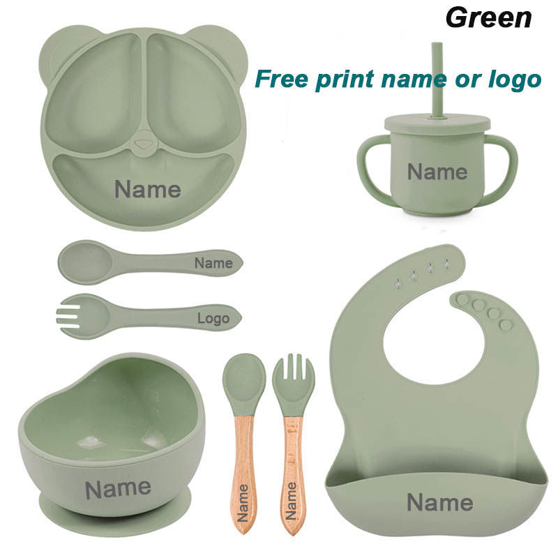 Baby Cutlery Baby Silicone Suction Cups Dining Plates Customized Name - Clear Vision™️Glasses