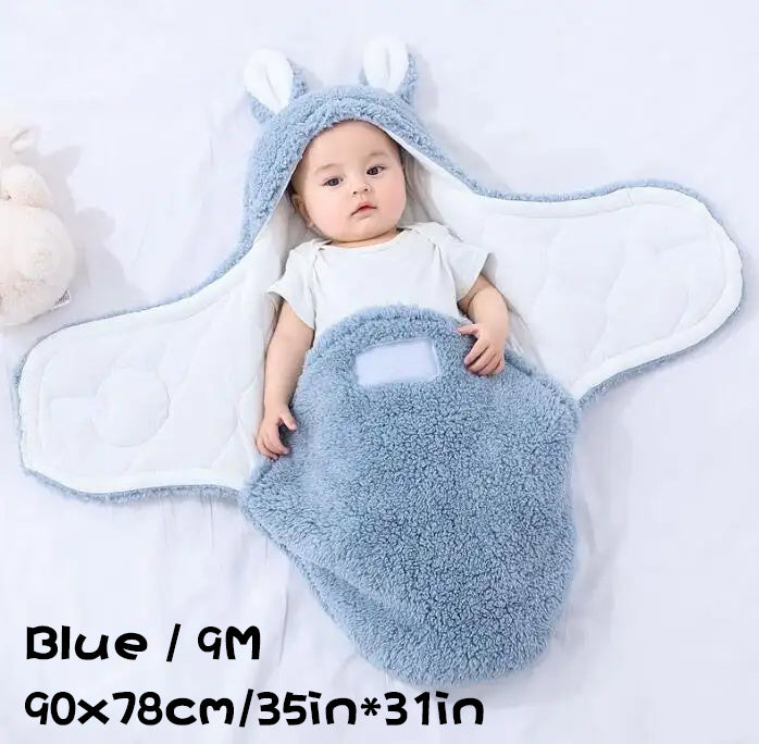 Super Soft Baby Sleeping Bag Fluffy Fleece Newborn Blanket Swaddle Blankets, Unisex Baby Wrap For Newborn Baby Boys Girls With Head-Protecting & Head-Supporting Function, Wearable Swaddle Sleep Sack - Clear Vision™️Glasses