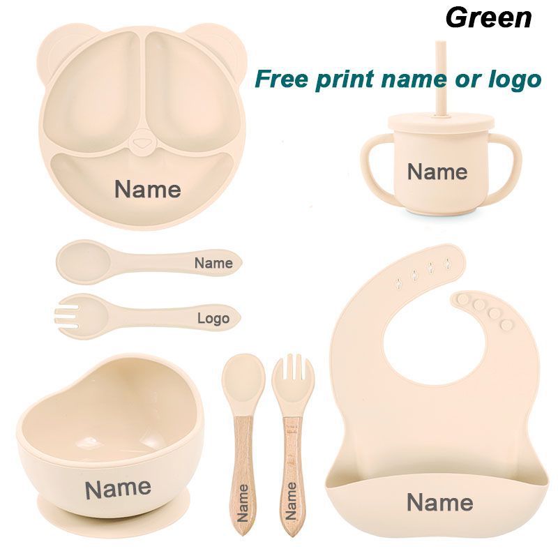 Baby Cutlery Baby Silicone Suction Cups Dining Plates Customized Name - Clear Vision™️Glasses