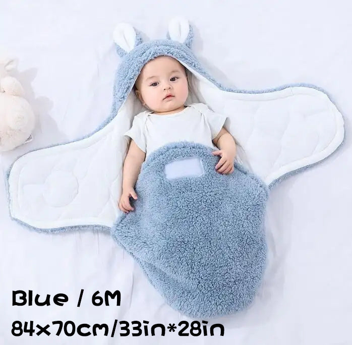 Super Soft Baby Sleeping Bag Fluffy Fleece Newborn Blanket Swaddle Blankets, Unisex Baby Wrap For Newborn Baby Boys Girls With Head-Protecting & Head-Supporting Function, Wearable Swaddle Sleep Sack - Clear Vision™️Glasses