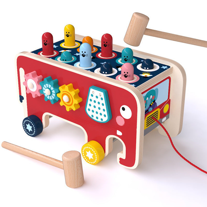 Montessori Toddlers Kids Wooden Pounding Bench Animal Bus Toys Early Educational Set Gifts For Children Toy Musical Instrument - Clear Vision™️Glasses