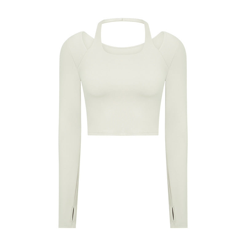 Halter Sports Long Sleeve With Chest Pad Slim-fit Yoga Wear Top - Clear Vision™️Glasses