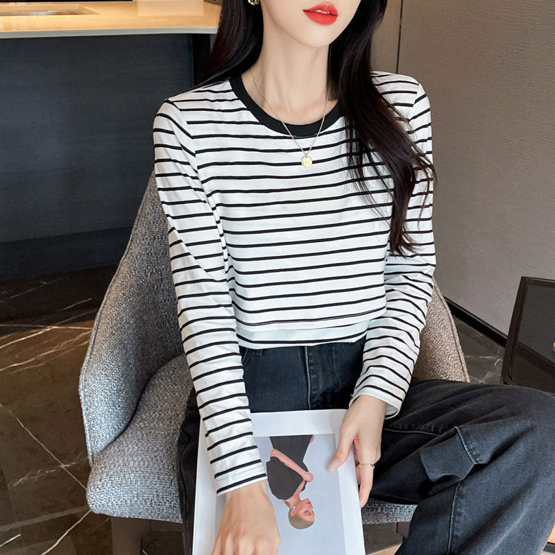 Striped Nursing Shirt Spring And Autumn Long Sleeve Nursing Clothes - Clear Vision™️Glasses