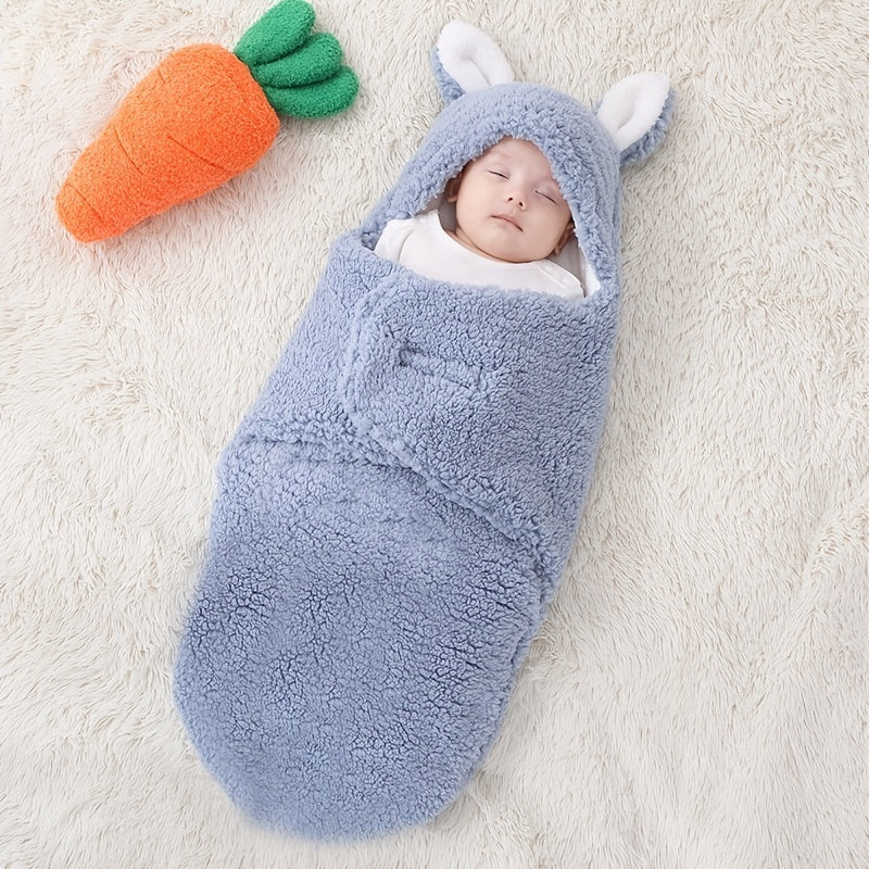 Super Soft Baby Sleeping Bag Fluffy Fleece Newborn Blanket Swaddle Blankets, Unisex Baby Wrap For Newborn Baby Boys Girls With Head-Protecting & Head-Supporting Function, Wearable Swaddle Sleep Sack - Clear Vision™️Glasses