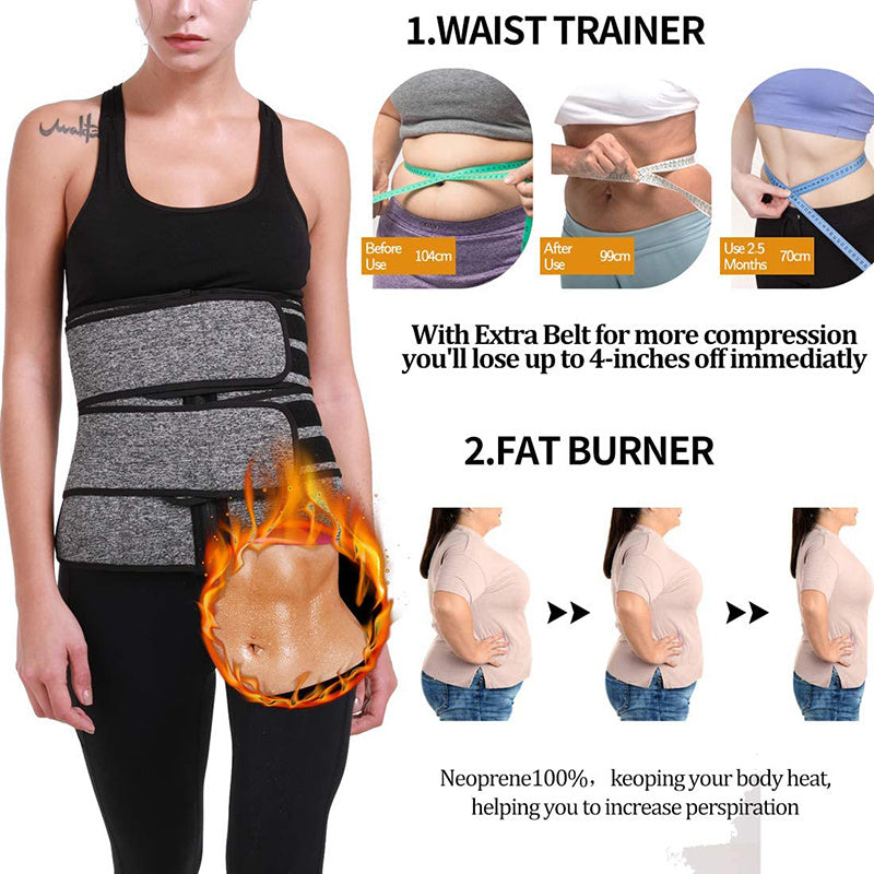 Tummy Sweat Shapewear Bodysuits Women Waist Trainer Slimming 2-3 Belts Workout Shaper Corset - Clear Vision™️Glasses