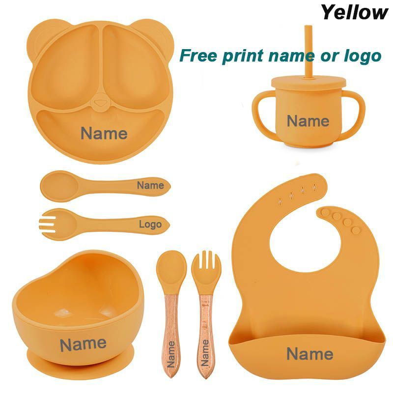 Baby Cutlery Baby Silicone Suction Cups Dining Plates Customized Name - Clear Vision™️Glasses