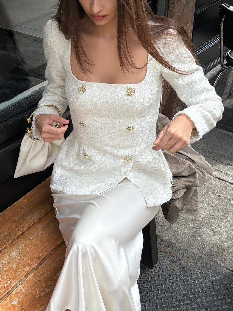 Square Neck Waist Long Sleeve Blazers - Clear Vision™️Glasses