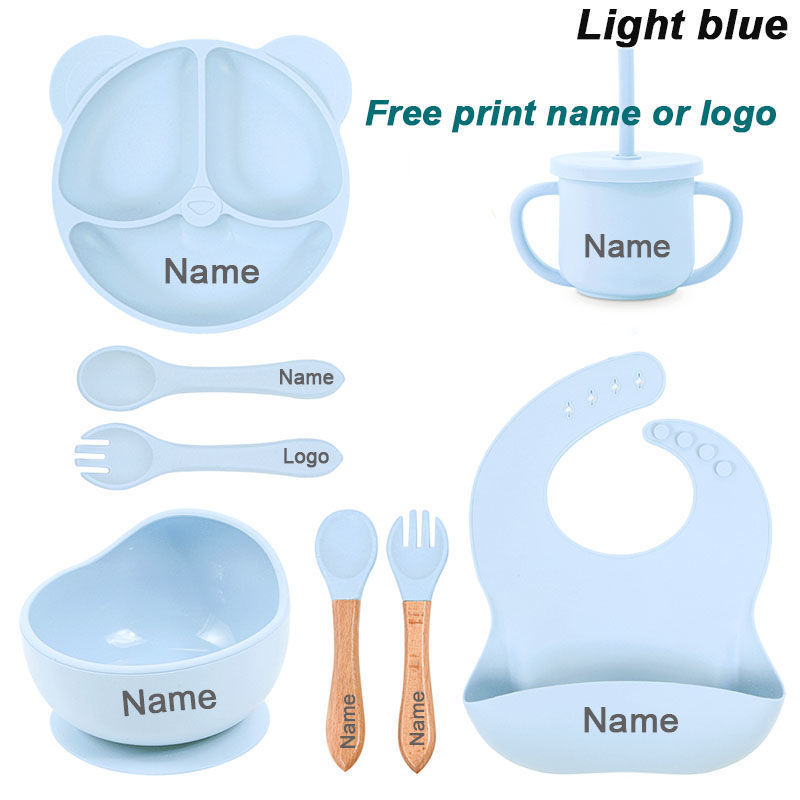 Baby Cutlery Baby Silicone Suction Cups Dining Plates Customized Name - Clear Vision™️Glasses
