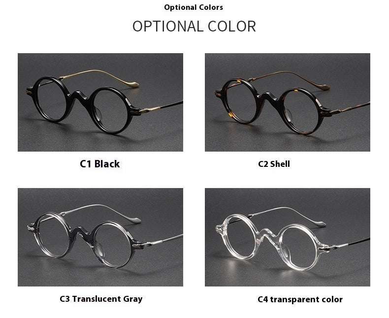 Sheet Metal Eyeglass Frame Fashion Retro Small Face With Myopic Glasses Option Pure Titanium Glasses Rim Men - Clear Vision™️Glasses